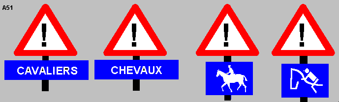 Signal belge  : Attention passage de cavaliers